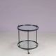 1960s round trolley black metal with two glass tops Janni van Pelt Netherlands