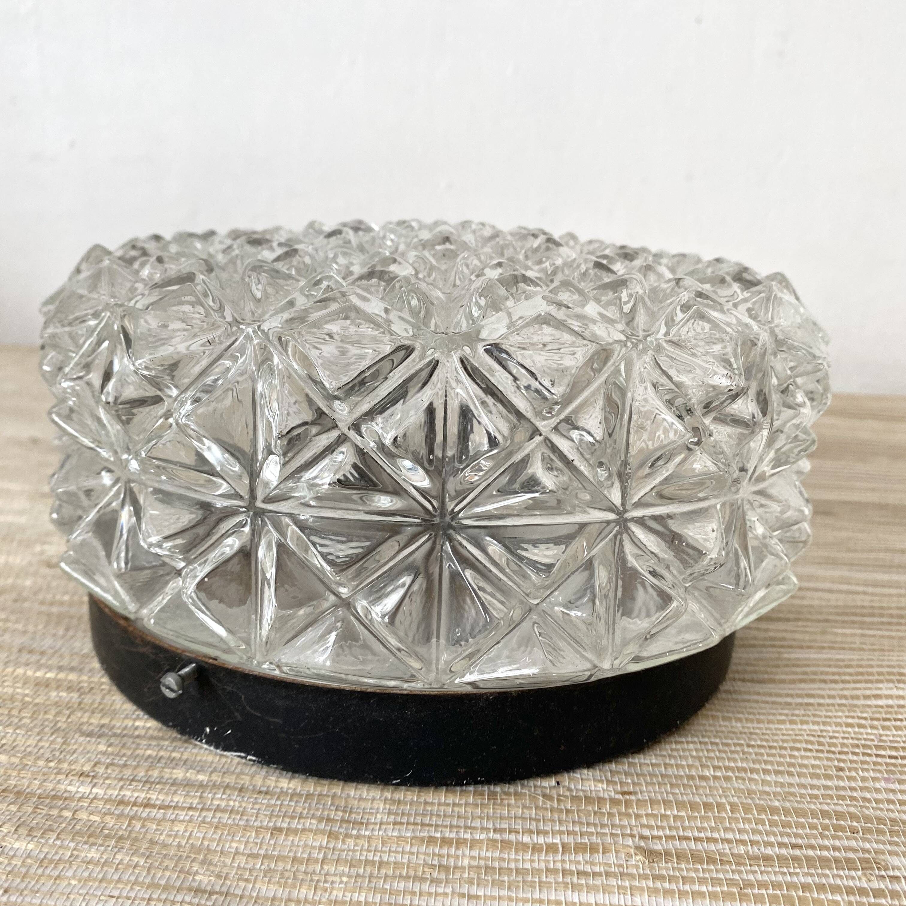 Vintage round molded glass ceiling light