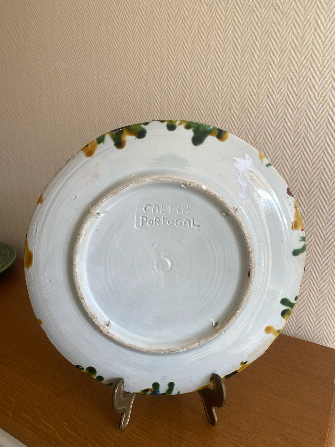 Caldas ceramic Portugal large plate lobster relief decoration