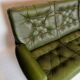 3 pers. sofa in dark green leather with chrome legs from 1970s