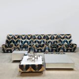 Vintage velvet modular lounge sofa 'Geometric lines'