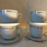Set of 4 white and gold porcelain cups