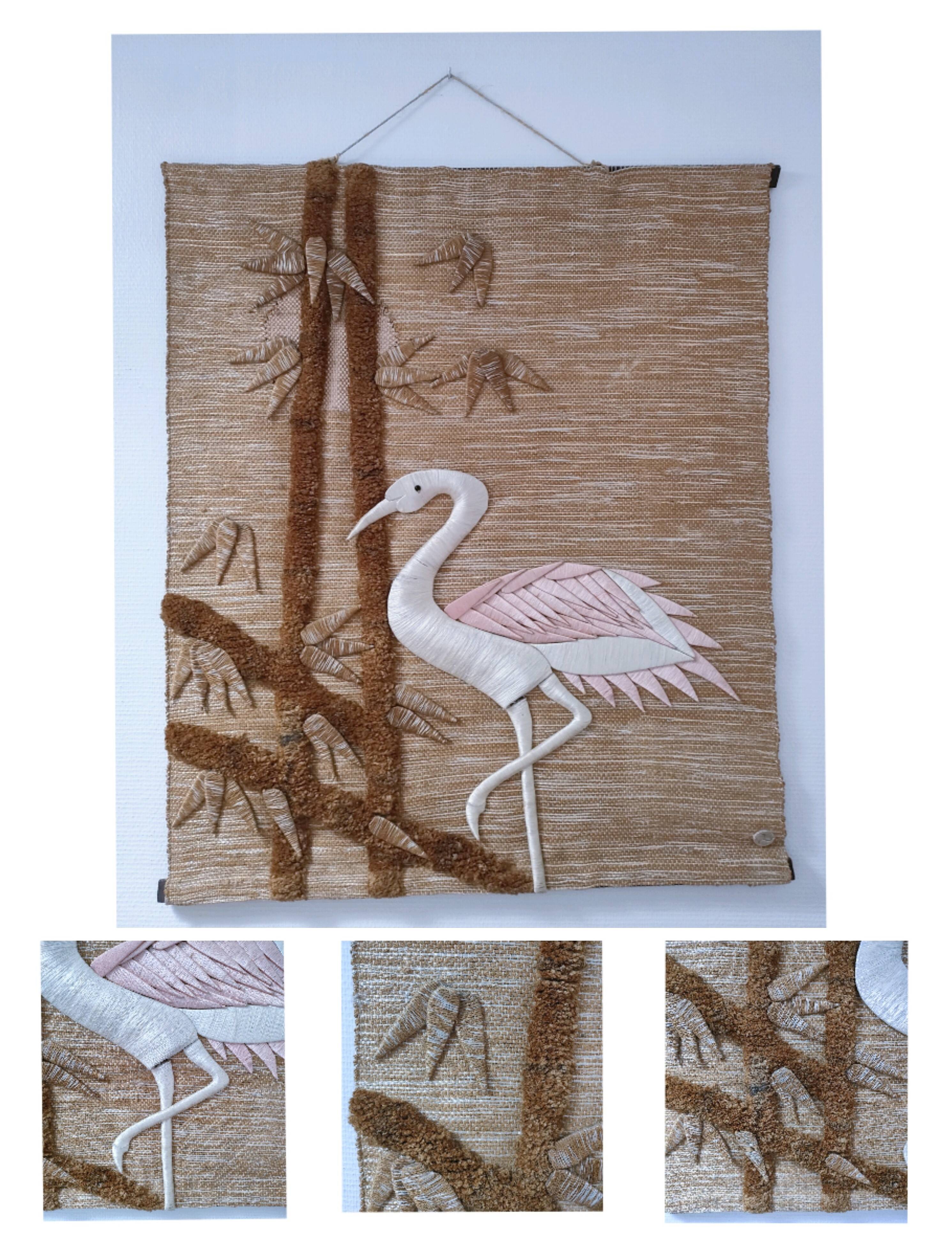 bird and foliage tapestry stamped from the 70s