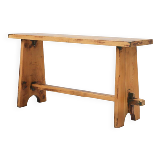 Banc rustique en bois du milieu du siècle, France ca. 1900