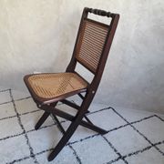 Chaise pliante en bois et cannage style anglais