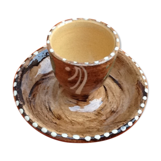 Cup shell Alsatian terracotta glazed faux wood...