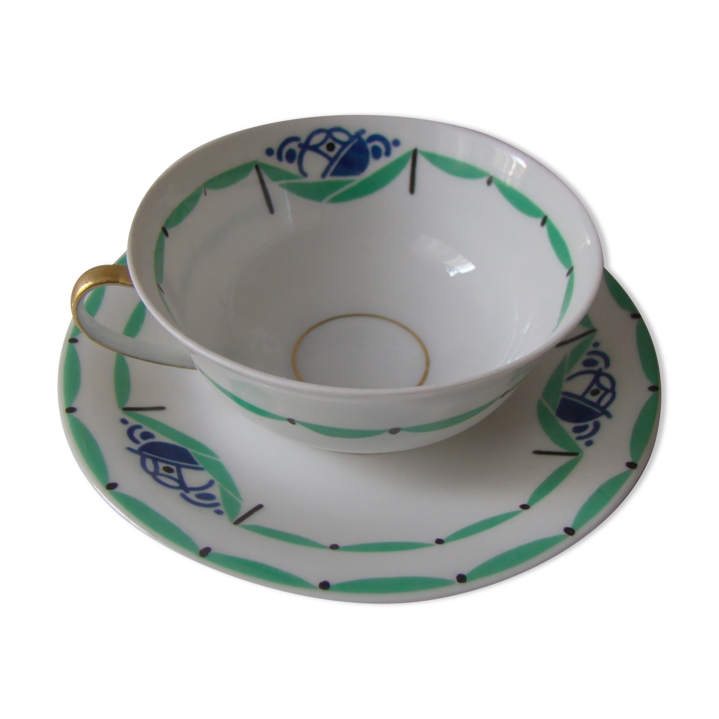 Tasse à café et soucoupe A. Lanternier Limoge
