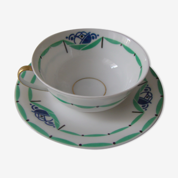 A. Lanternier Limoge, coffee cup and saucer