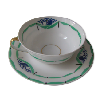 A. Lanternier Limoge, coffee cup and saucer