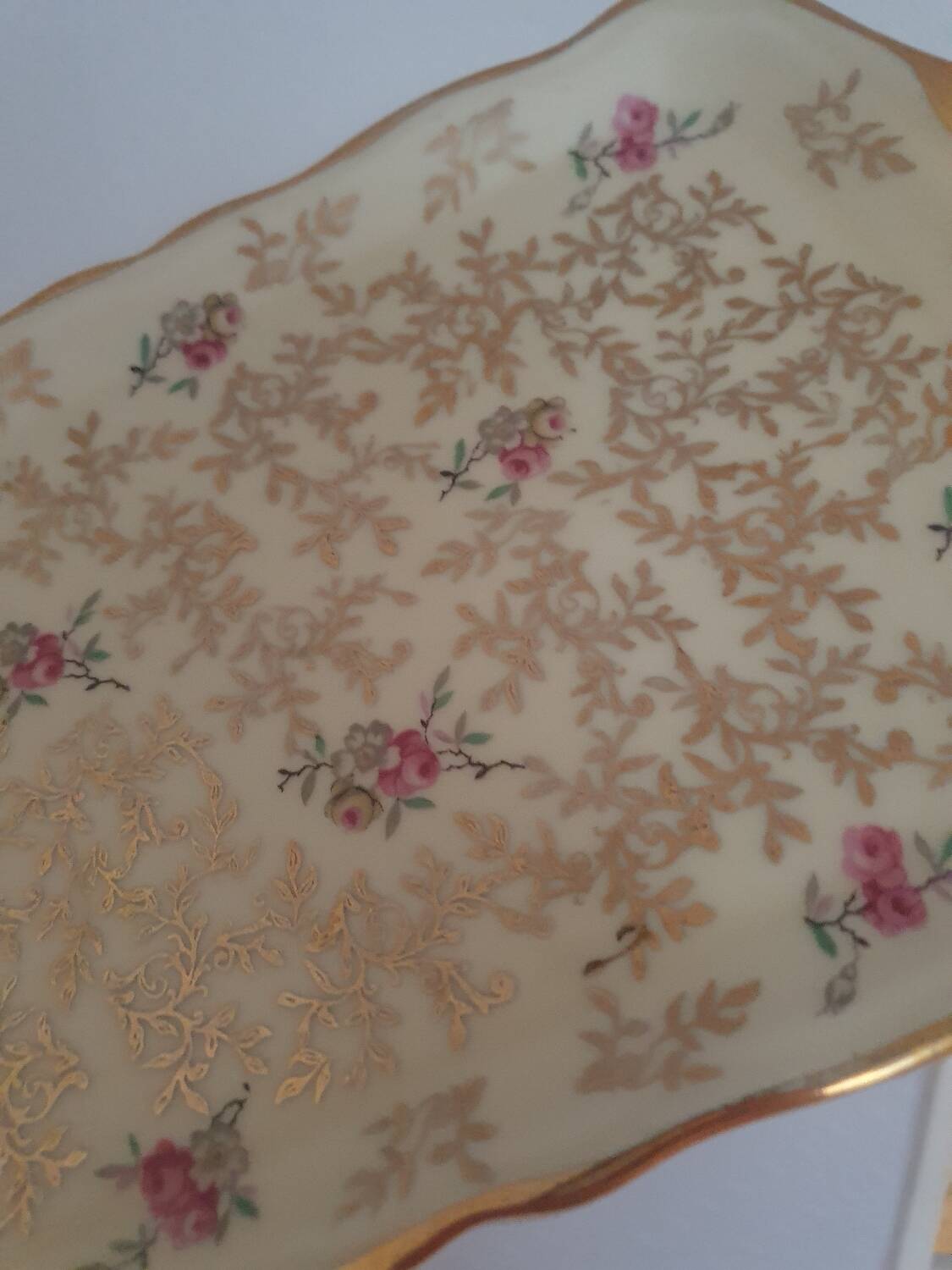 Rectangular dish in vintage Limoges enameled porcelain