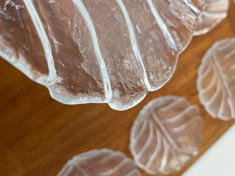 Vintage Swedish glass plates Eden by Lars Hellsten for Orrefors, 1970s, set of 13.
