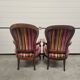 Paire de fauteuils Louis Philippe en velours rayé multicolore