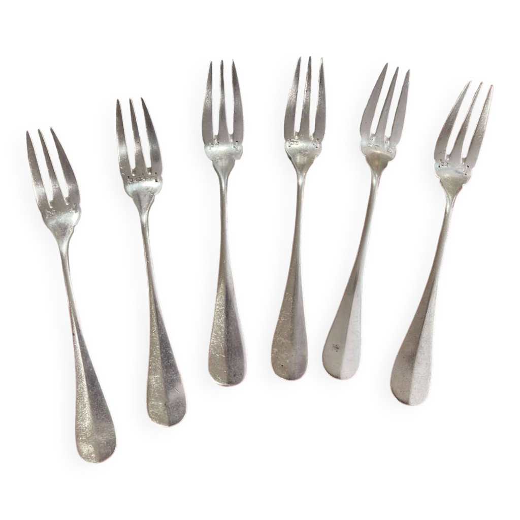 GRÄWE Nuremberg Lot De 6 Fourchettes à Dessert Avec Manche Noir - Couverts Rustiques En Acier Inoxydable