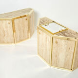 Pair of travertine brass cabinets by Alfredo Freda 1975