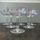 Set of 6 cut crystal champagne glasses with facets from Baccarat