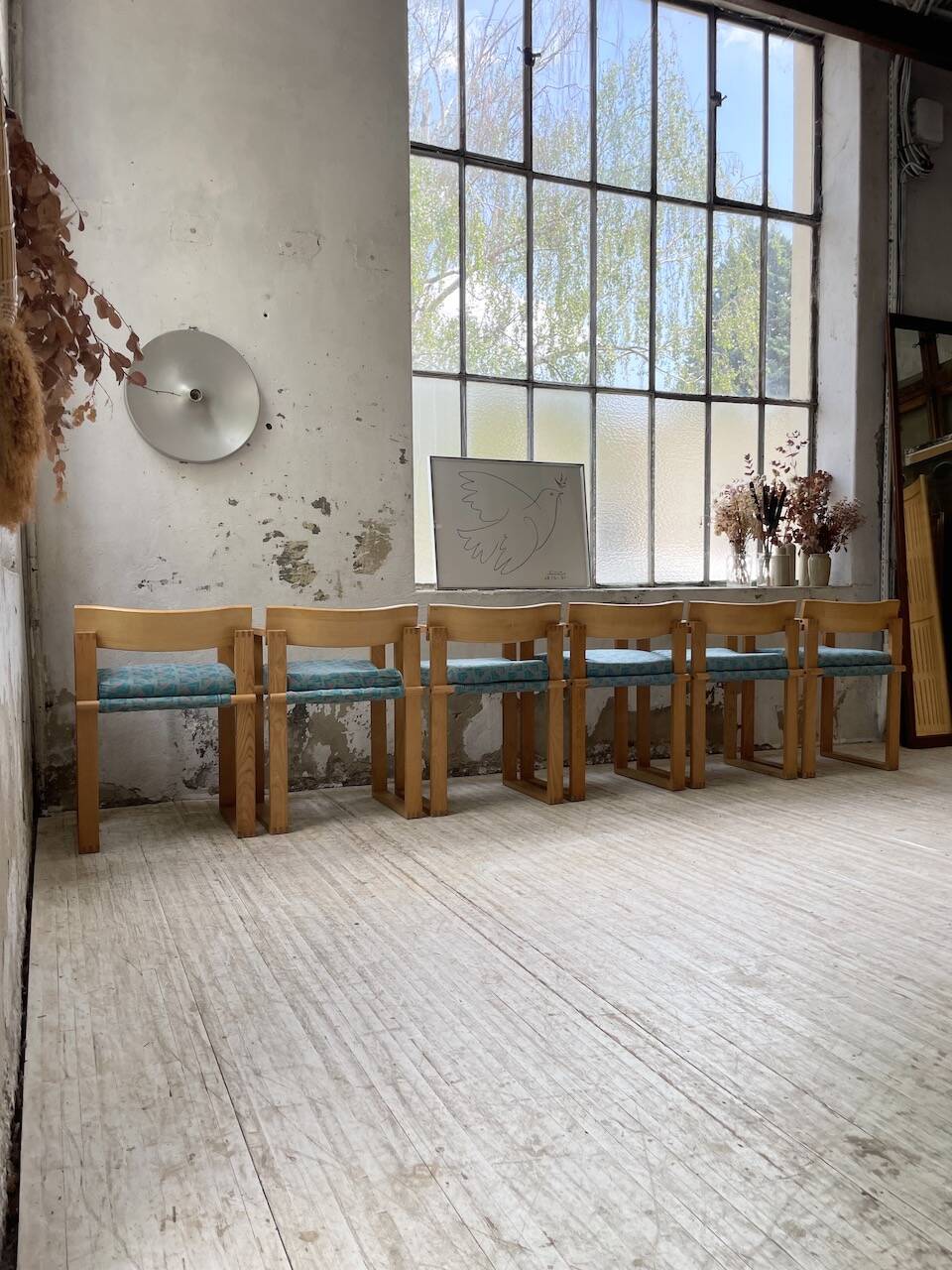 Set of 6 oak chairs with armrests Ate Van Apeldoorn