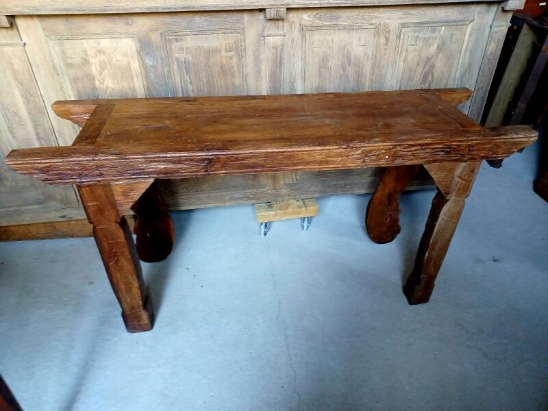 Antique console table in ethnic exotic wood
