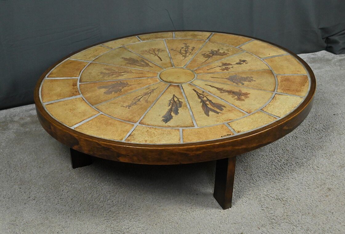 Oval coffee table signed R. Capron, collection les Herbiers, Vallauris – 1960