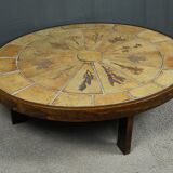 Oval coffee table signed R. Capron, collection les Herbiers, Vallauris – 1960