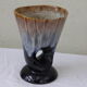 Design vase enamelled ceramic beige and Black Interior turquoise vintage 1960