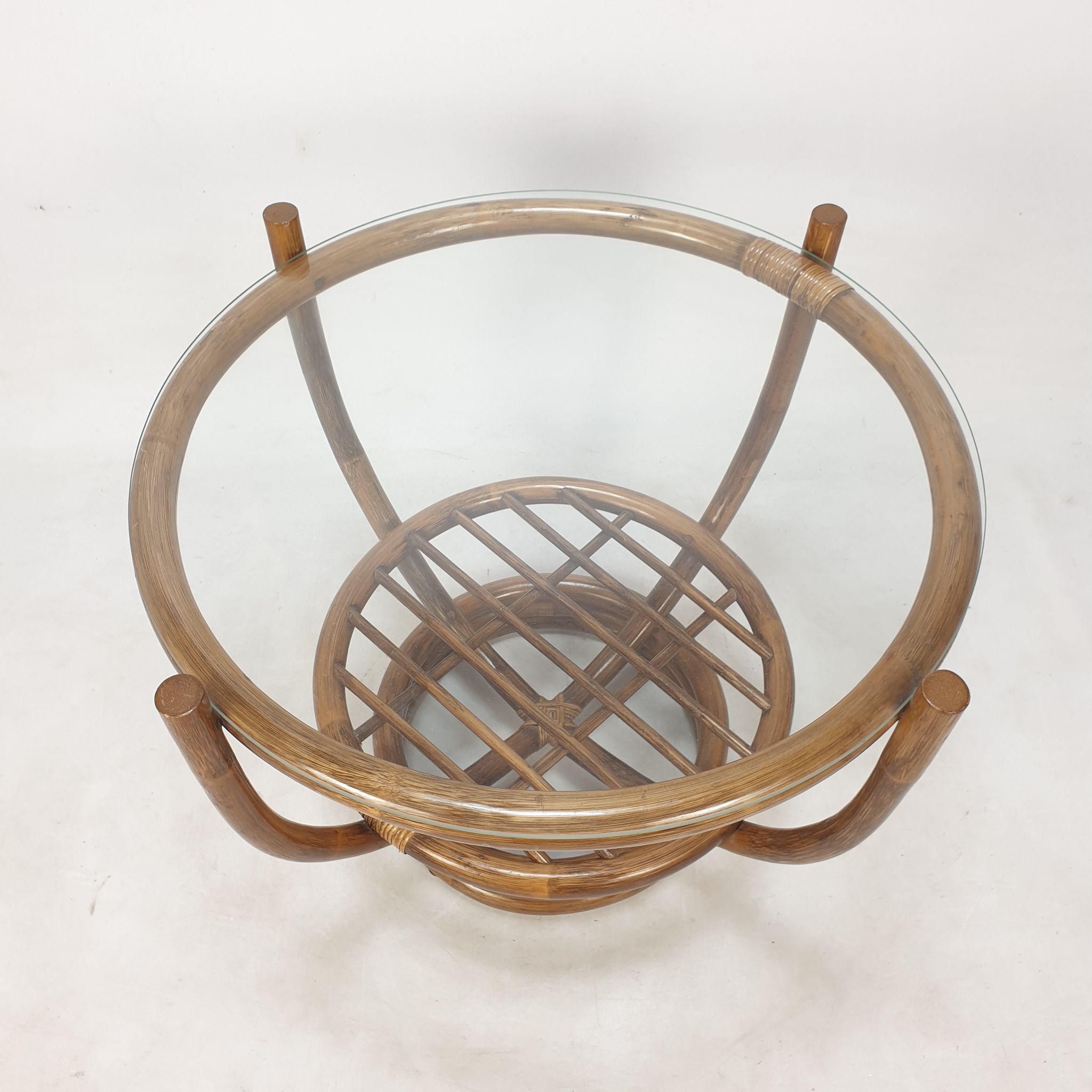 Table basse italienne en bambou, années 1980