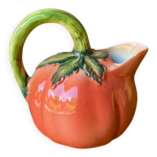 Pichet en barbotine tomate