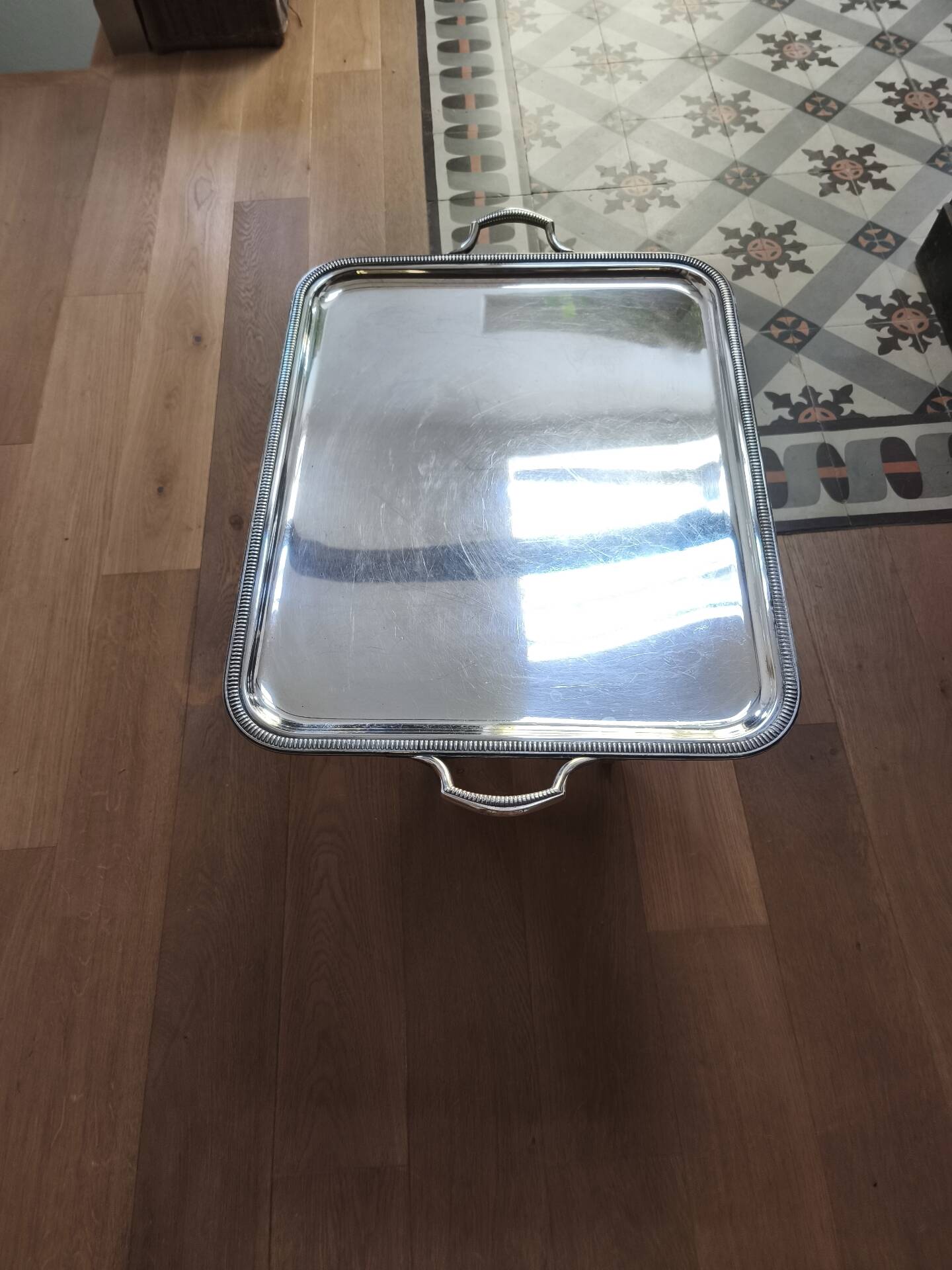 Silver serving tray
