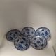 Set of 5 Japanese porcelain plates, antique blue and white, floral phoenix, Dai Nippon.