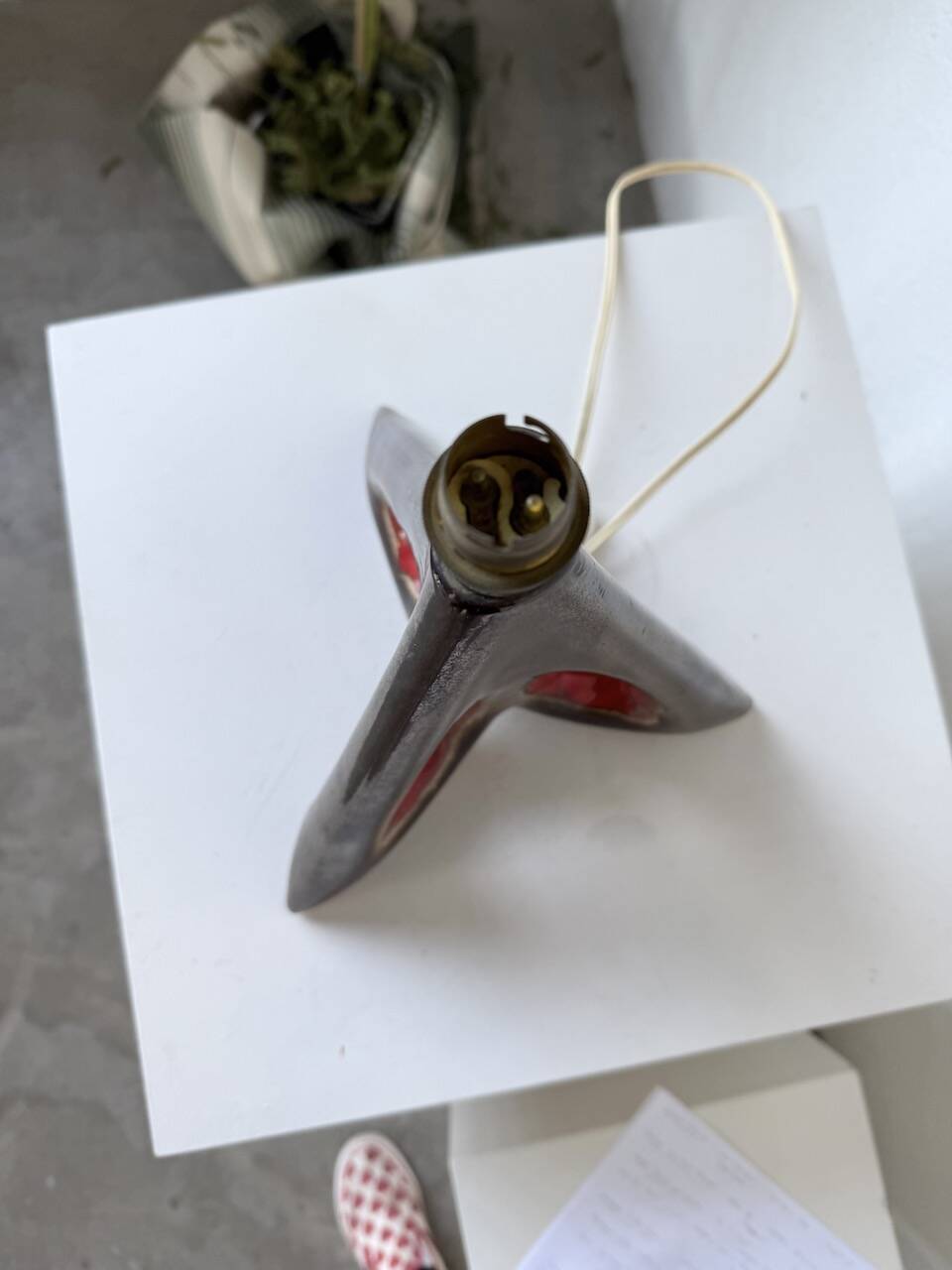 1950s ceramic table lamp, free form