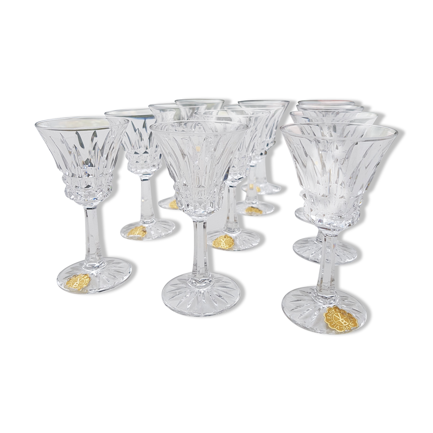 Lots of 12 glasses at Liqueur V-B Saar 1930s