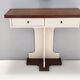 Postmodern Ivory Lacquered Walnut Wall Mirror and Console Table, Italy