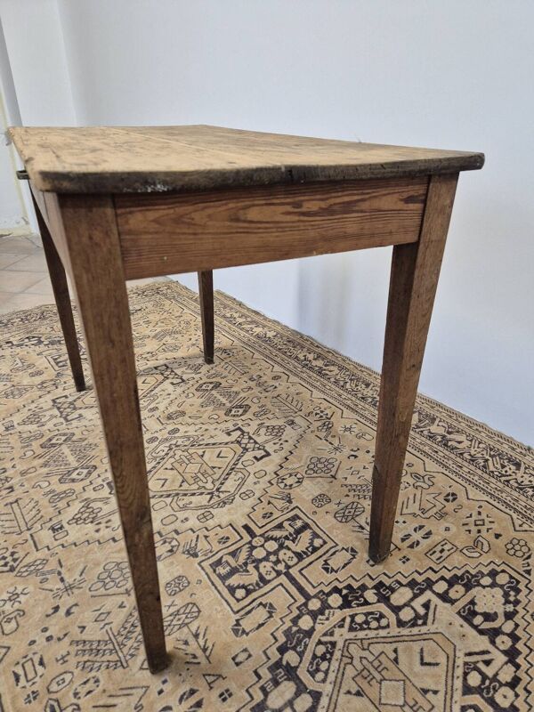 Table de ferme, bureau rustique en chêne massif et sapin, 1950