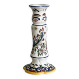 Desvres earthenware candle holder, hand-painted floral decoration.