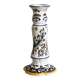 Desvres earthenware candle holder, hand-painted floral decoration.