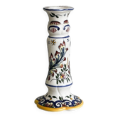Desvres earthenware candle holder, hand-painted floral decoration.