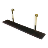 Vintage brass and wood hanging wall shelf