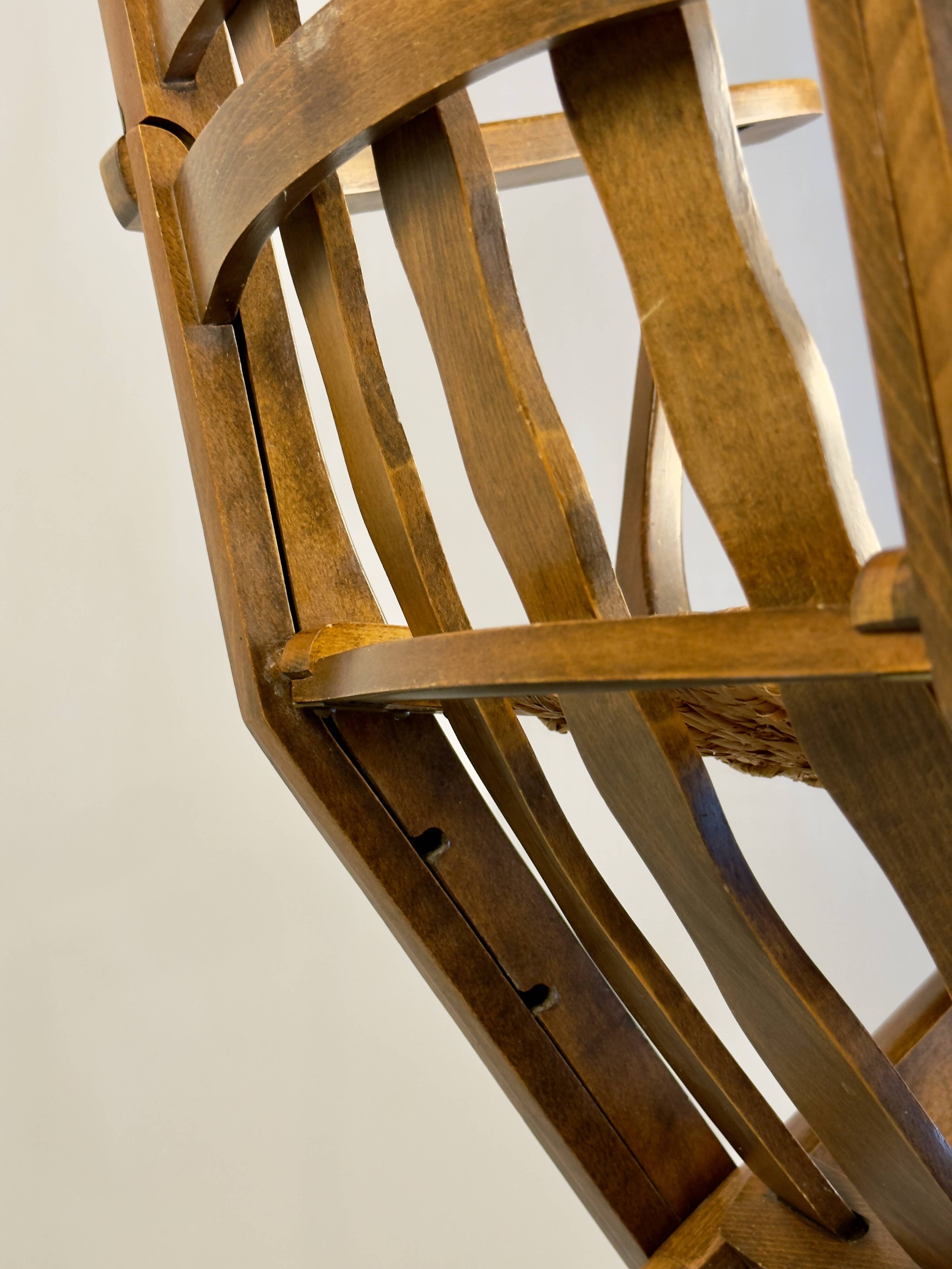 Folding armchair with woven seat – vintage French design