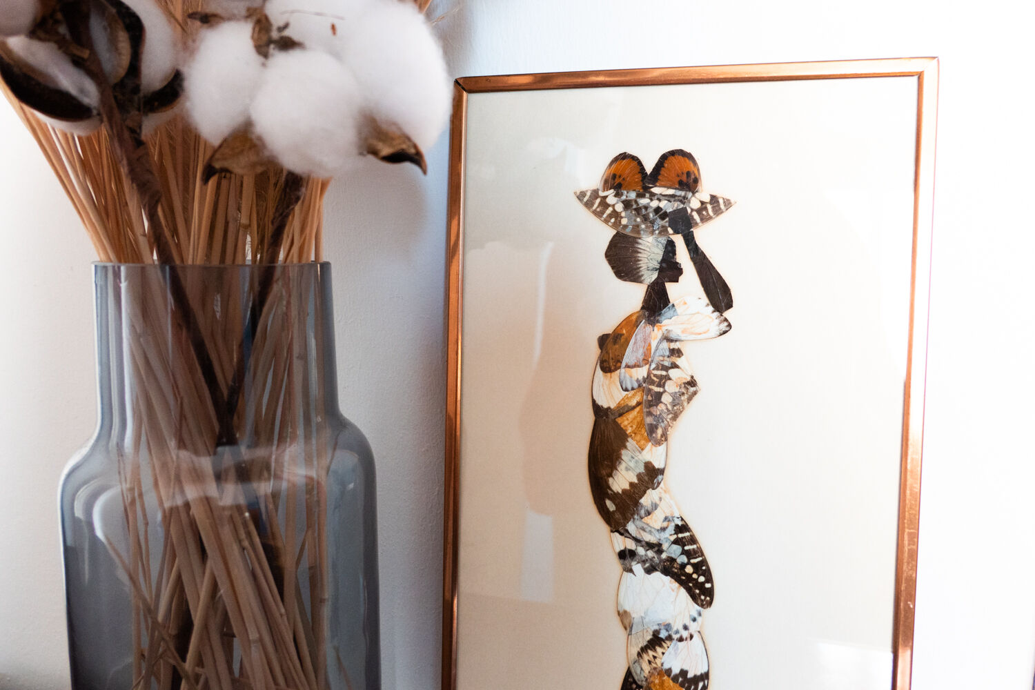 African painting in marquetry of butterfly wings