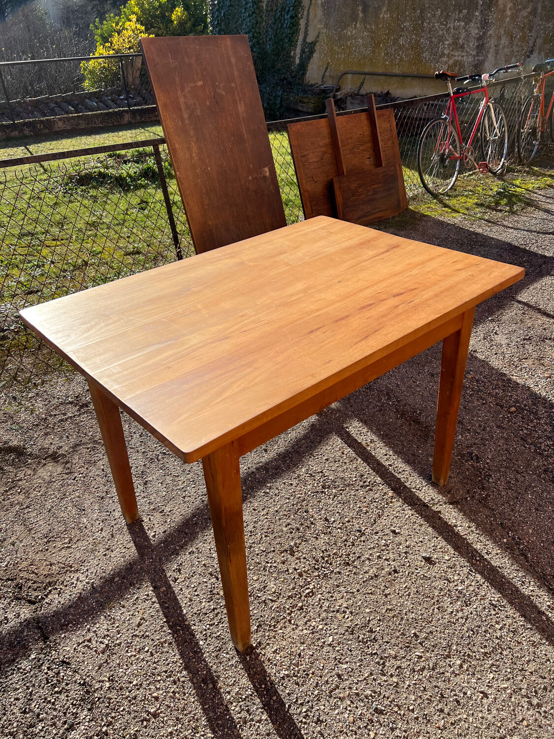 Solid wood table with side drawers