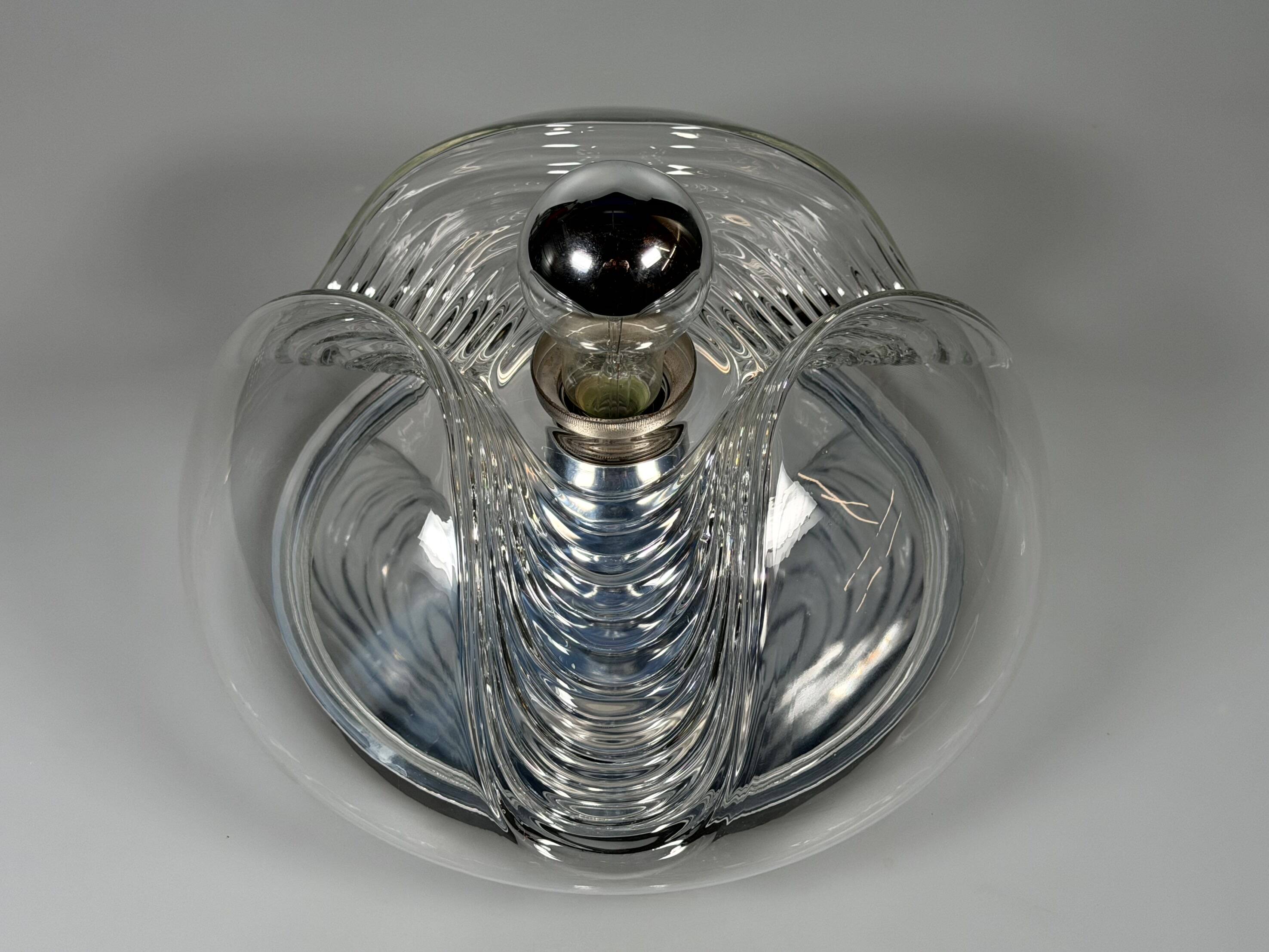 1960s 1970s Wall or Ceiling Lamp "Wave" by Koch & Lowy for Peill & Putzler