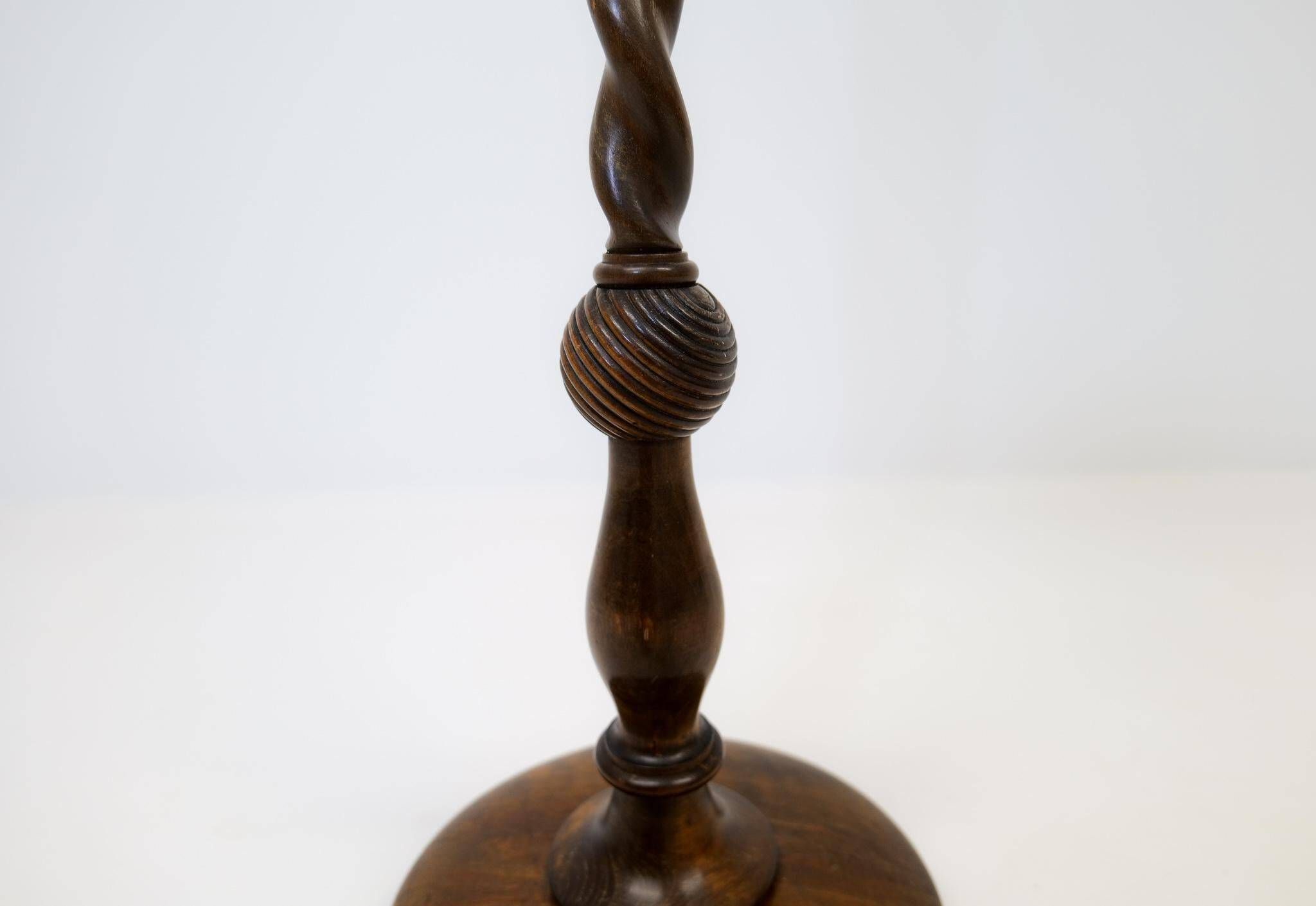Organic whirlwind floor lamp in stained birch, Art Deco, Sweden, 1940s.