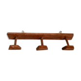 Portemanteau mural art déco en bois en hêtre avec 3 patères trapézoïdales