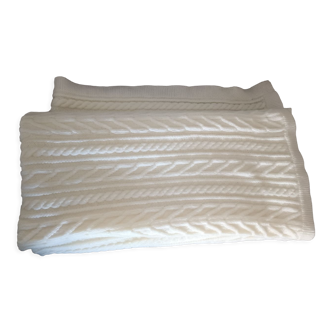 Hand-knitted wool blanket or plaid