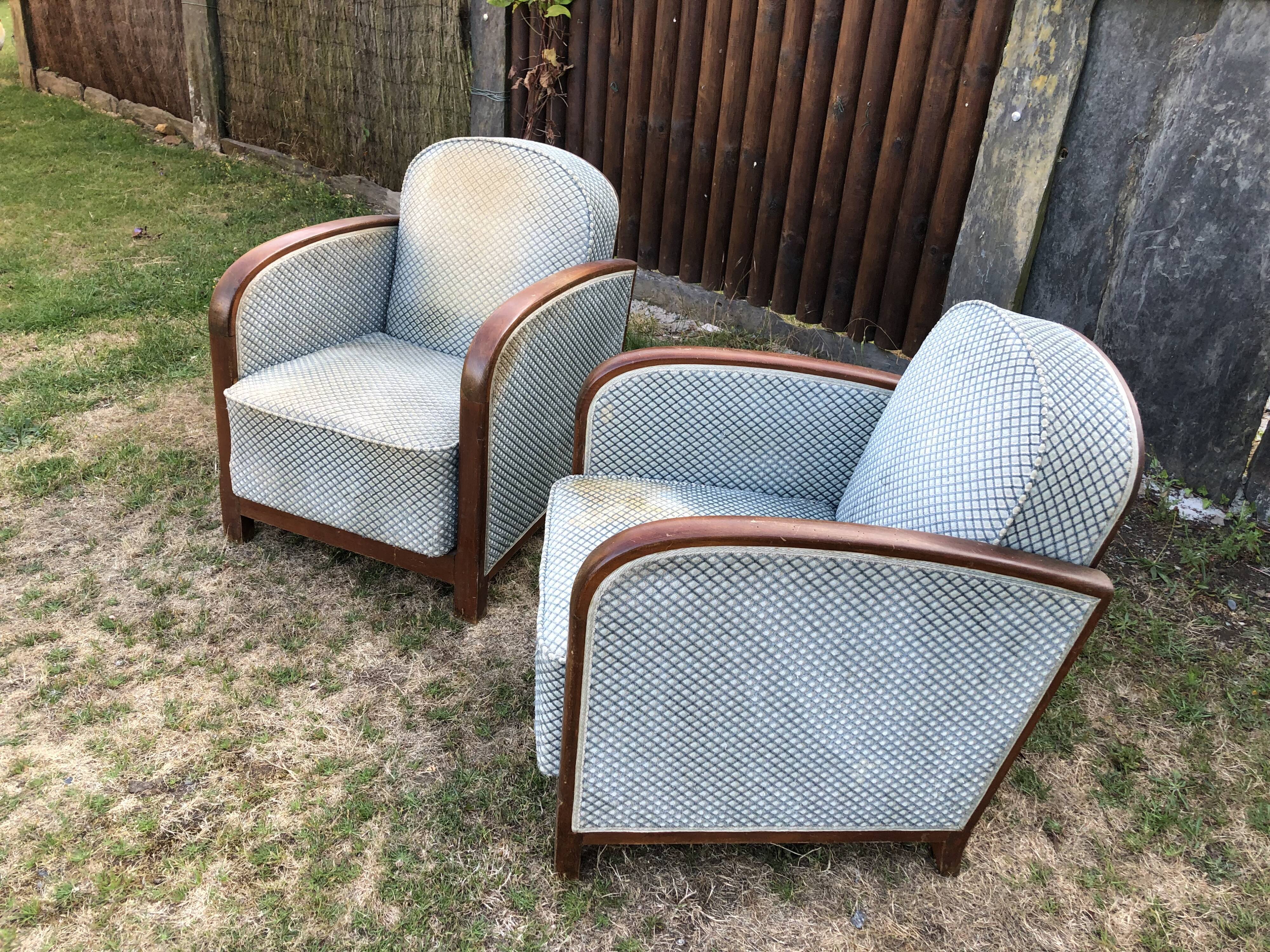 Duo de fauteuils club vintage