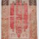 Tapis vintage antique rouge et crème 5x9 142x267 cm SK 19962