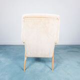 Armchair beech velvet design 1950s vintage