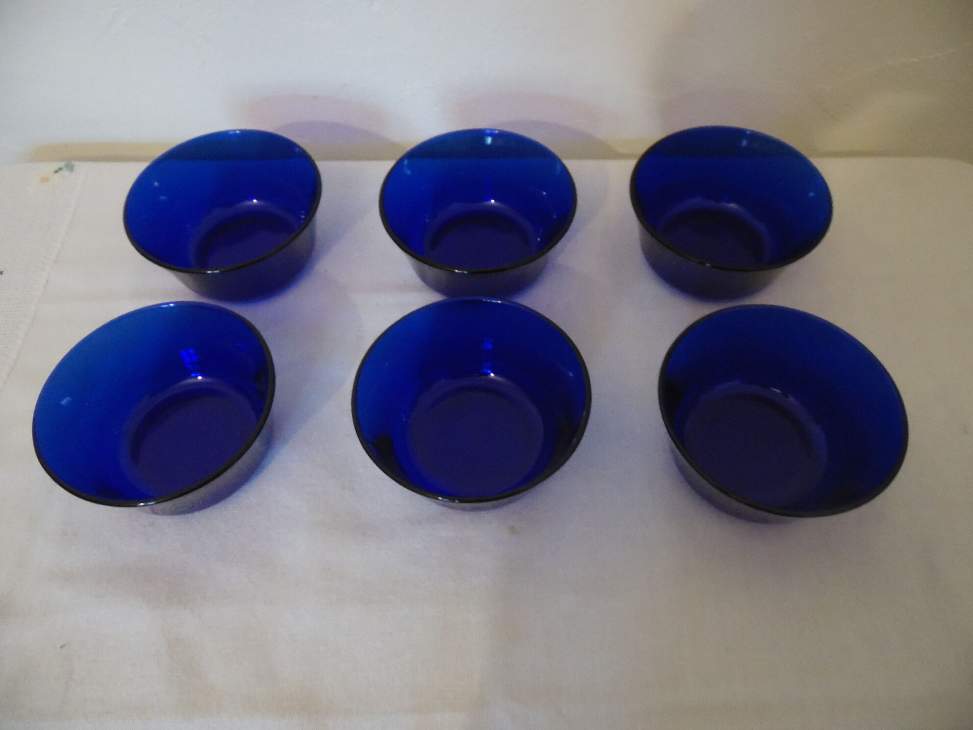 6 duralex cobalt blue glass ramekins