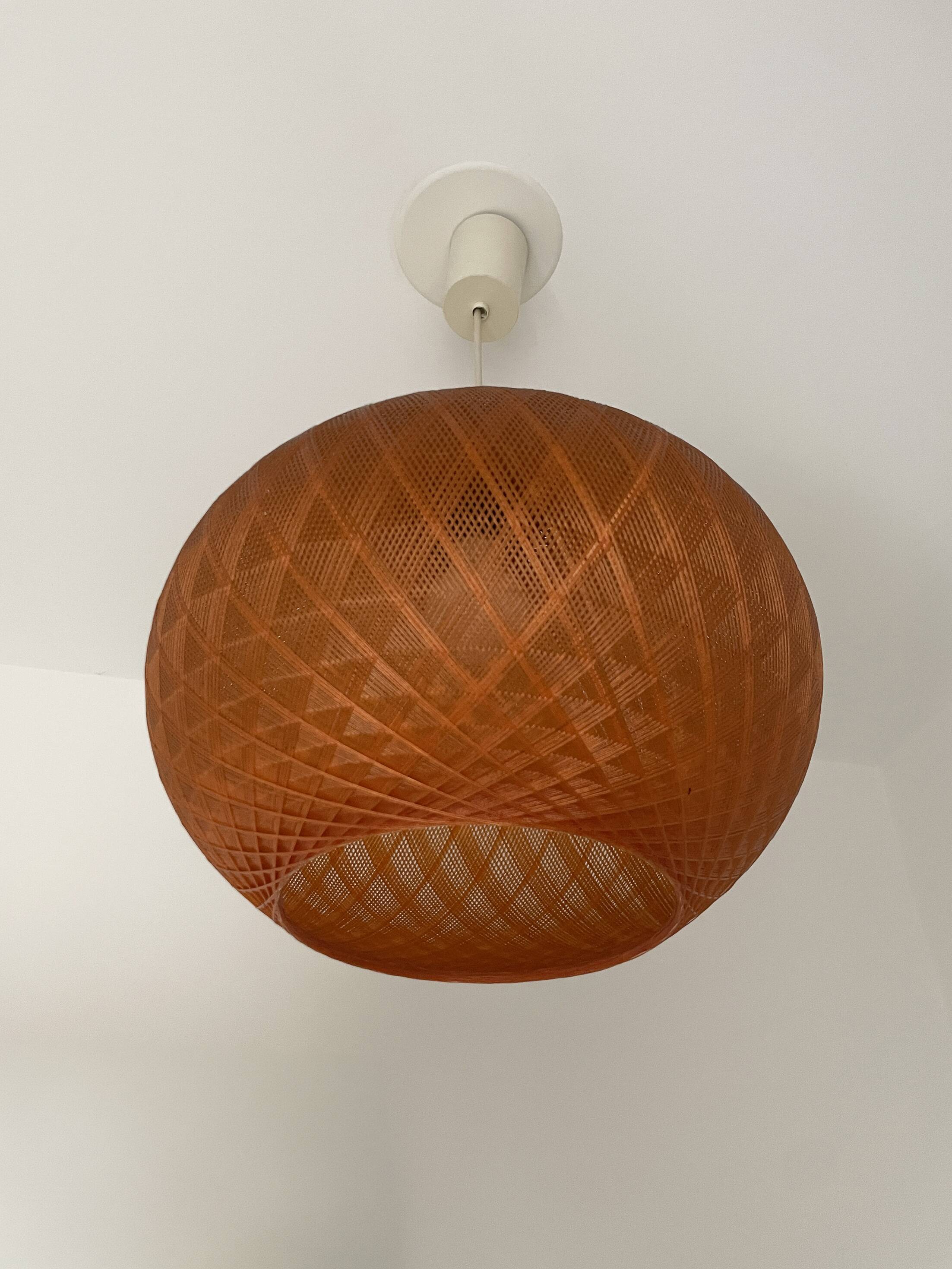 Vintage orange nylon plastic ball pendant from the 70s.