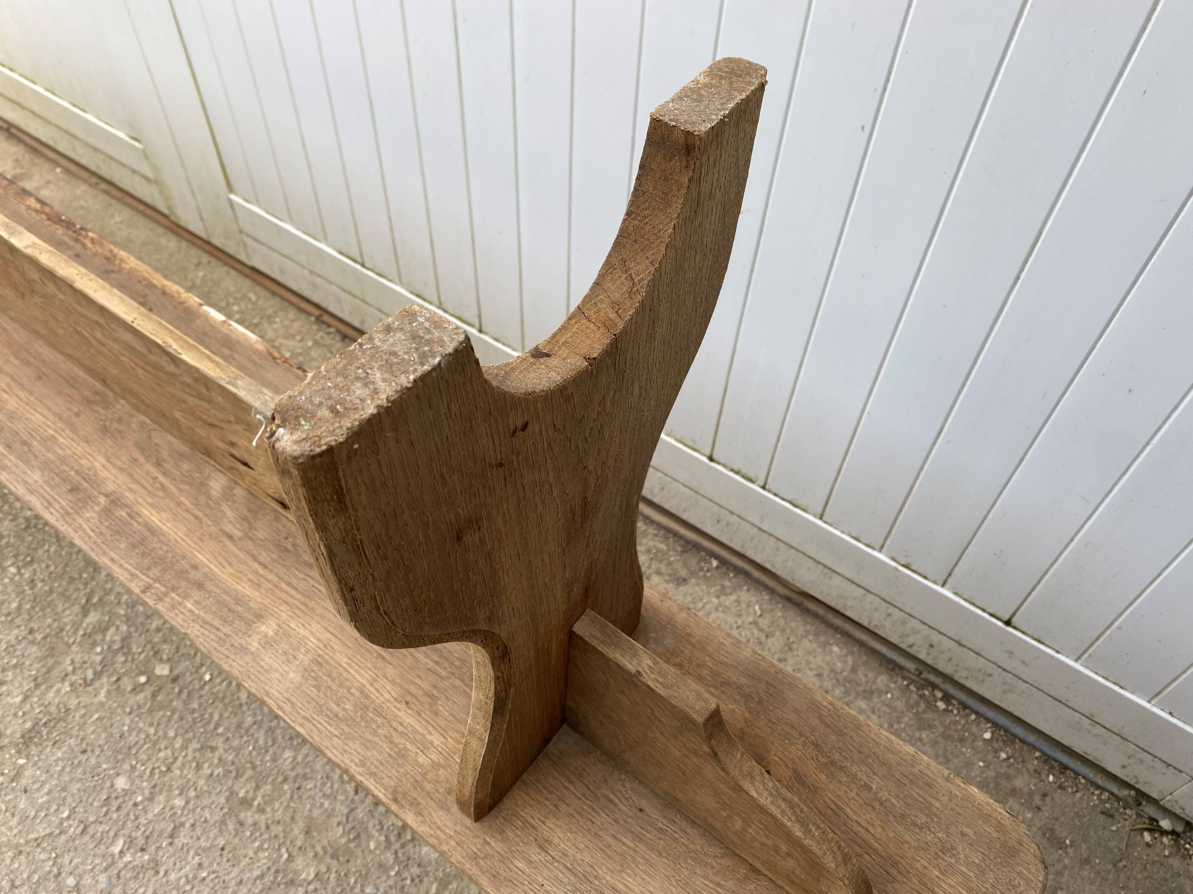 Pair of solid oak wood farmhouse benches 250cm rustic 1900