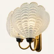 Vintage Italian shell wall light, textured glass and brass, 1970s.